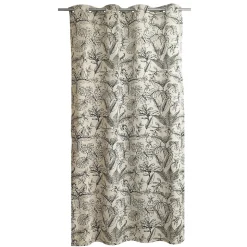 Rideau tamisant à œillets Strely feuillage noir et blanc H.260 x l.140cm Ornami