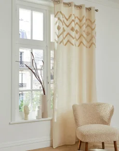 Rideau tamisant à oeillets haut tufté beige H.260 x l.140cm Deko & Co