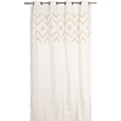 Rideau tamisant à oeillets haut tufté beige H.260 x l.140cm Deko & Co