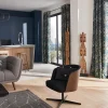 Rideau tamisant à oeillets effet jacquard Manfuy imprimé jungle bleu, vert H.260 cm GoodHome