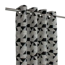 Rideau tamisant à oeillets jacquard gris, noir H.260 x l.140cm Casa Mediterranea 1967 SL