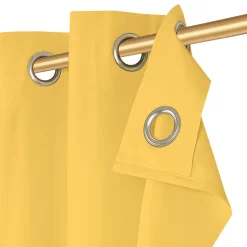 Rideau tamisant à oeillets en coton Hiva jaune ocre H.260 x l.140 GoodHome