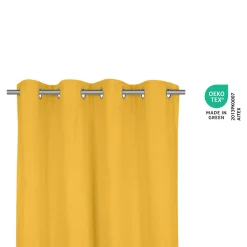 Rideau tamisant à oeillets en coton Hiva jaune ocre H.260 x l.140 GoodHome