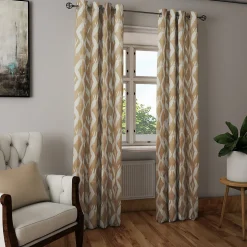 Rideau tamisant à oeillets ethnic marron, beige H.260 x l.140cm Casa Mediterranea 1967 SL