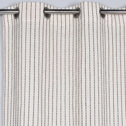 Rideau tamisant à oeillets tissage surpiqué beige et gris H.260 x l.140cm Deko & Co
