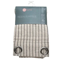 Rideau tamisant à oeillets tissage surpiqué beige et gris H.260 x l.140cm Deko & Co