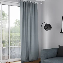 Rideau tamisant à passants effet tissé gris béton L.260 x l.140cm
