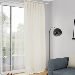 Rideau tamisant à passants effet tissé beige crème L.260 x l.140cm