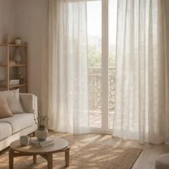 Rideau tamisant beige rideaux salon voilage elegant 300 x 300