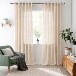 Rideau tamisant beige rideaux salon voilage elegant 140 x 300