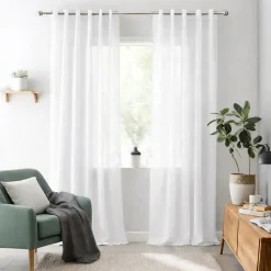 Rideau tamisant blanc rideaux salon voilage elegant 280 x 300
