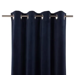 Rideau tamisant effet velours bleu marine à œillets l.140 x H.260 cm GoodHome Velvet