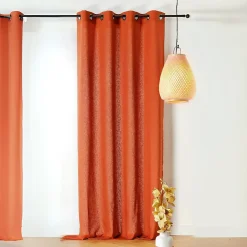 Rideau tamisant en poly-lin (140x250 cm - Terracotta)