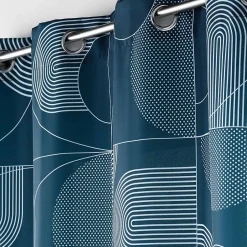 Rideau tamisant esprit graphique (140x260 cm - Bleu)
