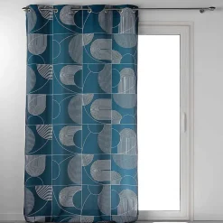 Rideau tamisant esprit graphique (140x260 cm - Bleu)