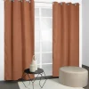 Rideau thermique à œillets velours côtelé marron camel H.240 x l.135cm JBY Creation