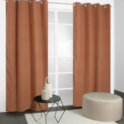 Rideau thermique à œillets velours côtelé marron camel H.240 x l.135cm JBY Creation