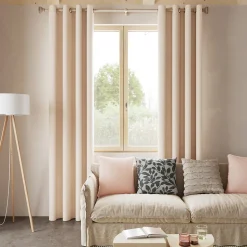 Rideau thermique à œillets effet velours tissé Kulti beige nude L.280 x l.140cm GoodHome