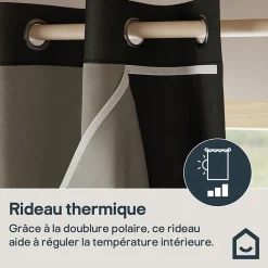 Rideau thermique à œillets doublure polaire amovible à velcro Varm gris L.245 x l.135cm GoodHome
