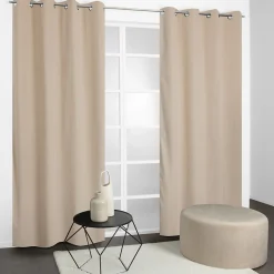 Rideau thermique à œillets velours côtelé blanc écru H.240 x l.135cm JBY Creation
