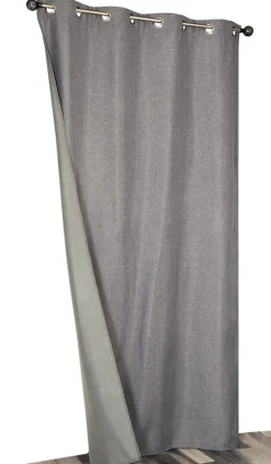 Rideau thermique à oeillets gris chiné l.135 x H.240 cm