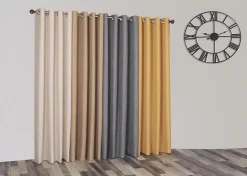 Rideau thermique à oeillets gris chiné l.135 x H.240 cm