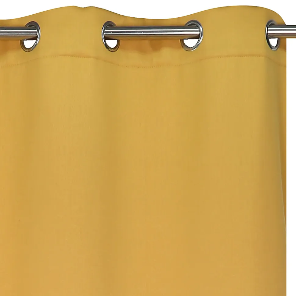Rideau thermique à oeillets effet lin jaune ocre L.240 x l.140cm Ornami