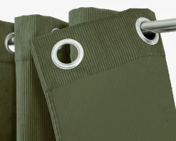 Rideau thermique à oeillets Farm velours vert kaki l.140 x H.260cm Tendence
