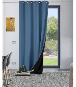 Rideau thermique aspect velours "Galena" - 140x260cm - Bleu