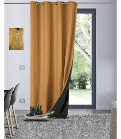 Rideau thermique aspect velours "Galena" - 140x260cm - Ocre