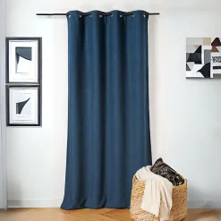 Rideau thermique au style bouclette (140x260 cm - Bleu)