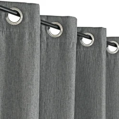 Rideau thermique DYLREV satin gris 140x240 cm, œillets, doublure opaque.