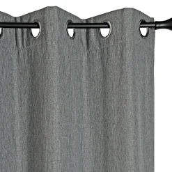 Rideau thermique DYLREV satin gris 140x240 cm, œillets, doublure opaque.