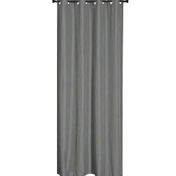 Rideau thermique DYLREV satin gris 140x240 cm, œillets, doublure opaque.