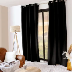 Rideau thermique en microfibre doublée (135x240 cm - Noir)