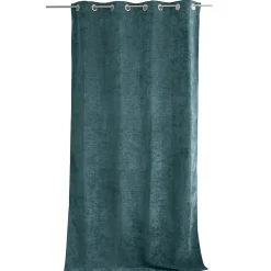 Rideau thermique en velours doublé polaire (140x260 cm - Bleu Canard)
