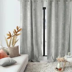 Rideau thermique en velours doublé polaire (140x260 cm - Gris clair)