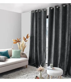 Rideau thermique en velours tramé "Velvet" - 140x260cm - Gris anthracite