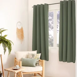 Rideau Thermique et Occultant Kaki - 140x240cm - Vert kaki