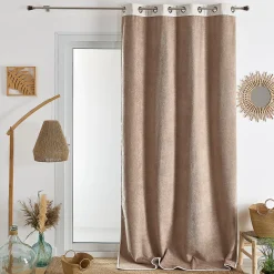 Rideau thermique et occultant double face aspect doudou (140x260 cm - Ecru)