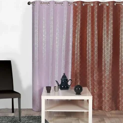 Rideau thermique occultant lilas motifs arc-en-ciel 140x240 cm à œillets, prêt à poser