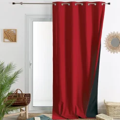 Rideau thermique occultant 100% doublure polaire (140x260 cm - Rouge)