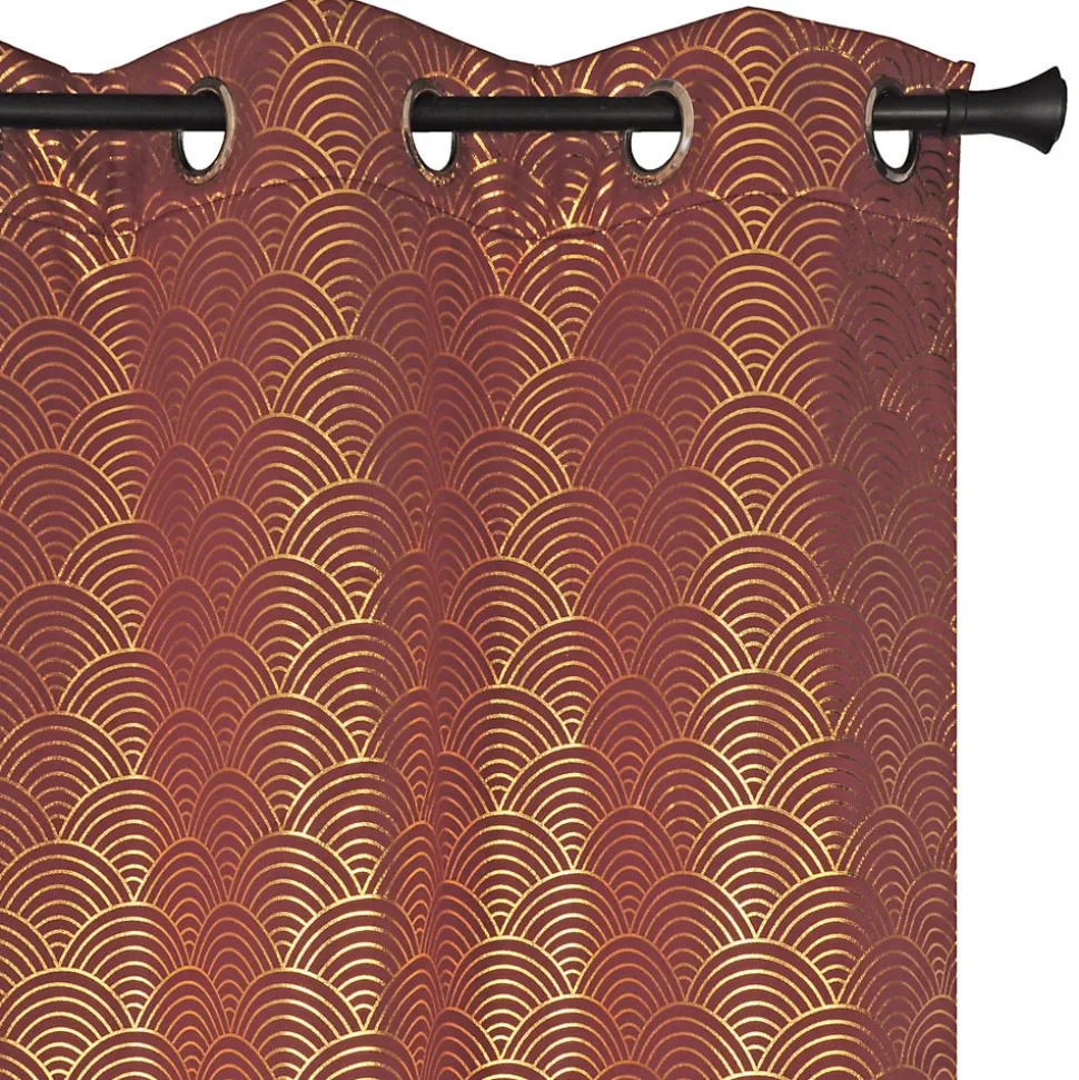 Rideau Thermique Occultant Bordeaux à Motifs Arc-en-Ciel 140x240cm