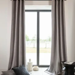 Rideau thermique phonique et semi occultant KONFOR (250x260 cm - Gris Perle)