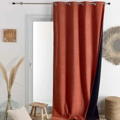Rideau thermique phonique et semi occultant KONFOR (140x260 cm - Terracotta)