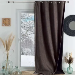 Rideau thermique phonique et semi occultant KONFOR (140x180 cm - Taupe)