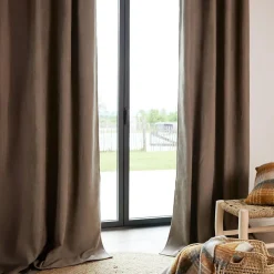 Rideau thermique phonique et semi occultant KONFOR (140x180 cm - Taupe)