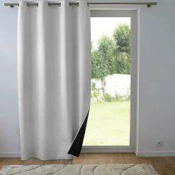Rideau thermique phonique 140 x 260 cm 100% occultant/velours relief shadow Perle