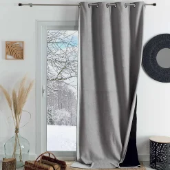 Rideau thermique phonique et semi occultant KONFOR (140x300 cm - Gris Perle)
