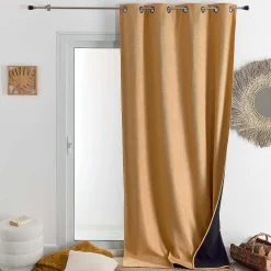 Rideau thermique phonique et semi occultant KONFOR (140x300 cm - Jaune Ocre)